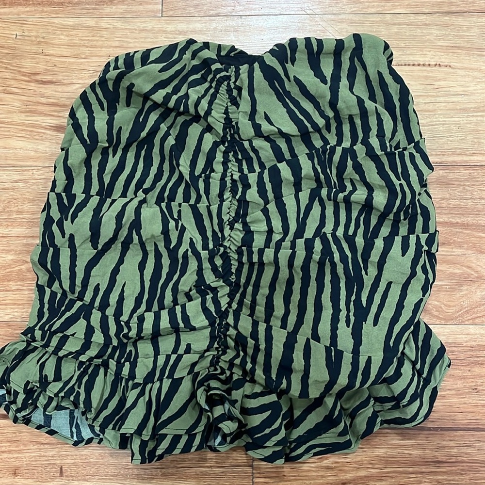 Green and Black Zebra Print Skirt